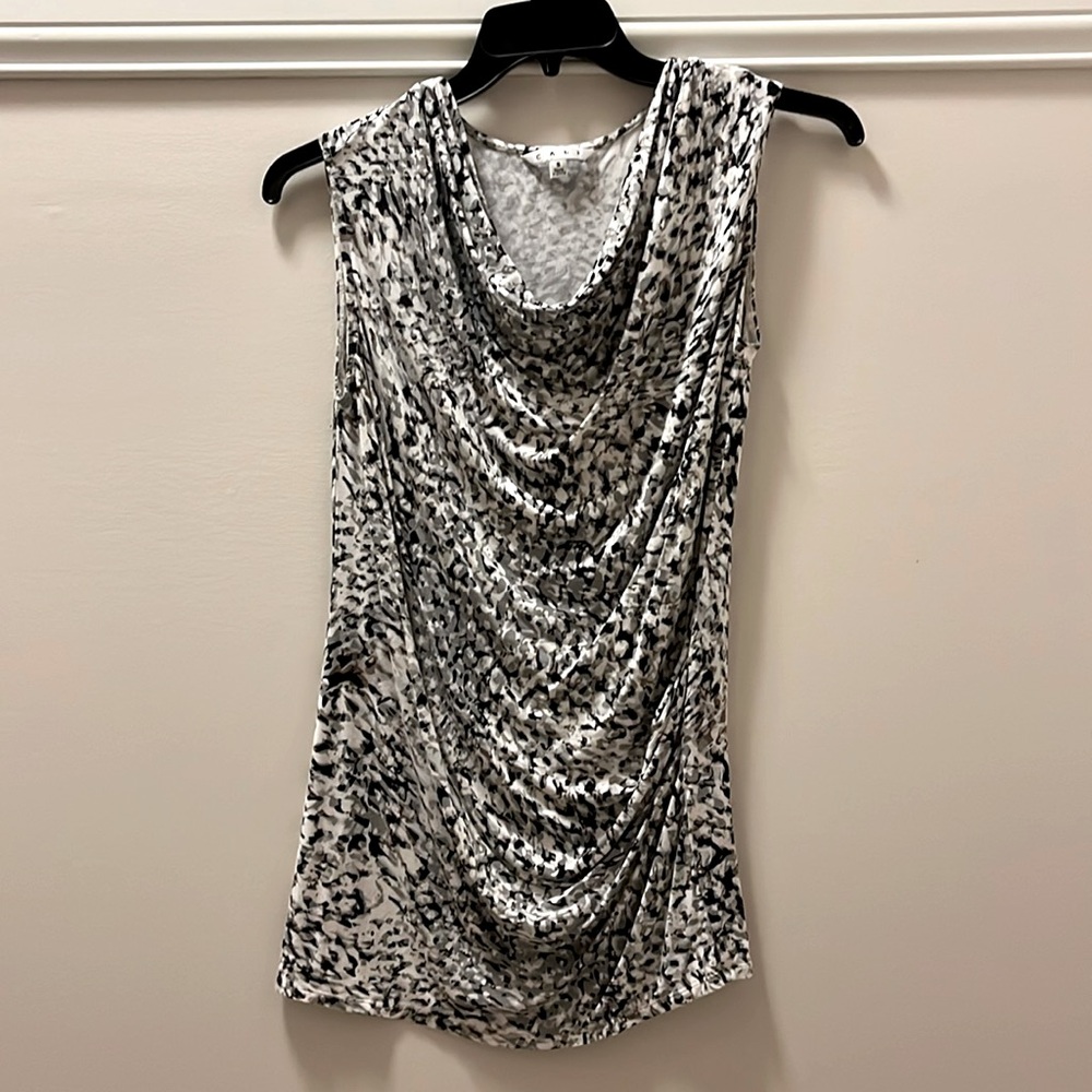 Cabi #734 Lara Animal Print Ruched Sleeveless Top